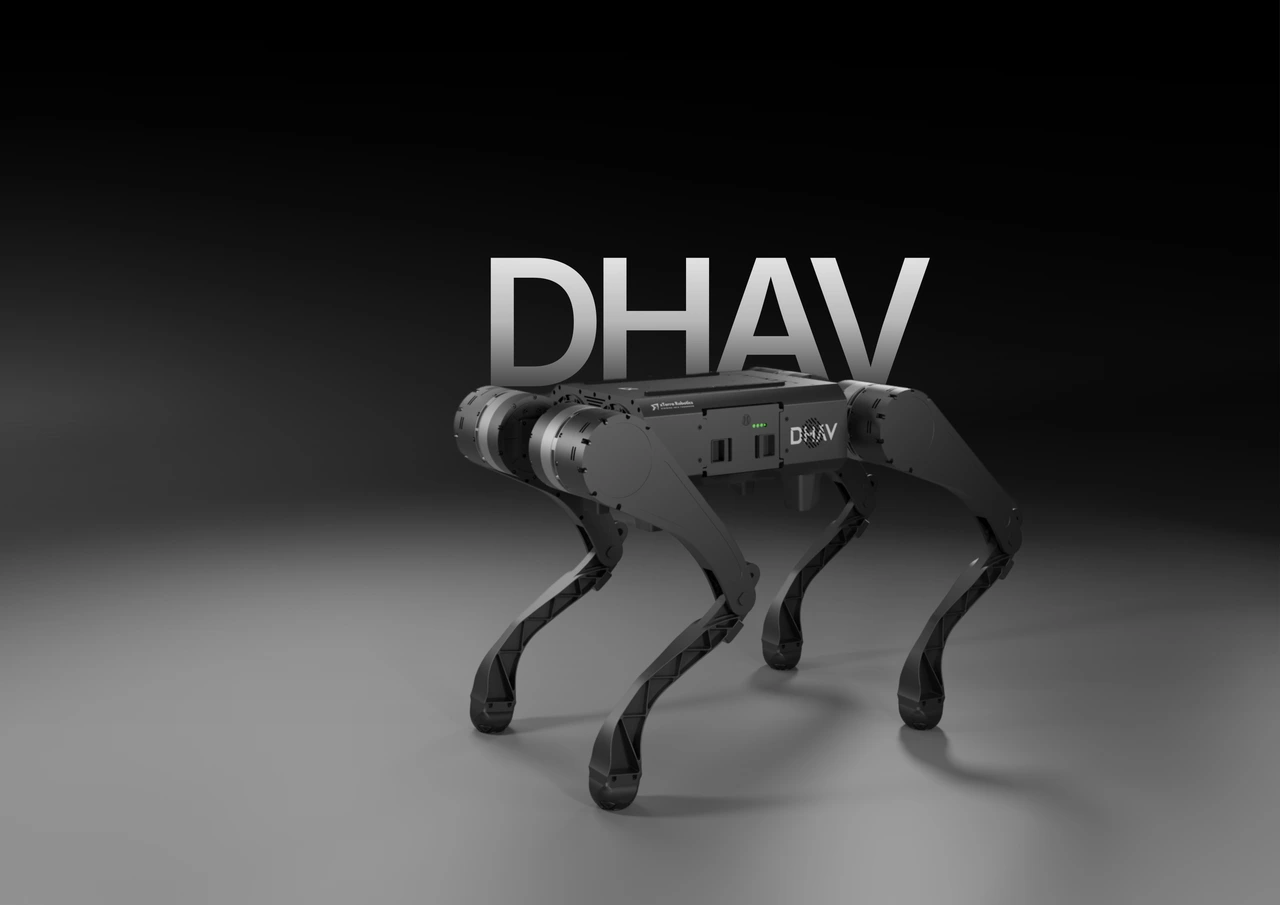 DHAV quadruped robot studio render, xTerra Robotics